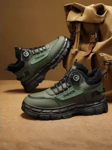 Men's High-Top Comfort Work Boots, Vintage British Style Short Boots, Thick Sole Fashion Boots, Casual Wear Shoes, Functional Footwear