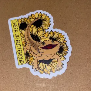 Bearded Dragon Sunflower Sticker Waterproof Flower Colorful