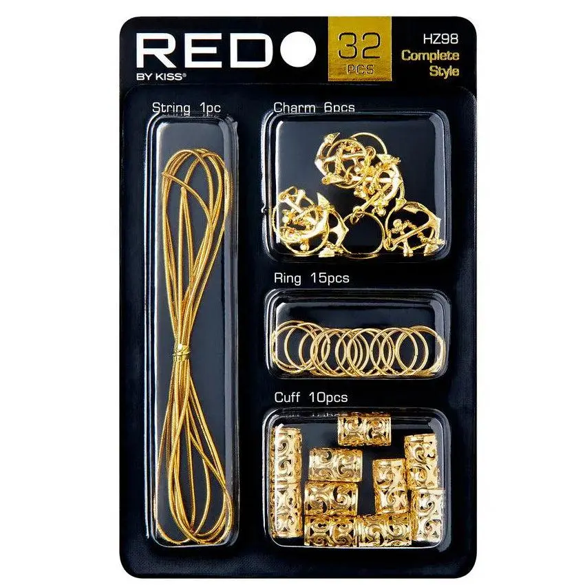 RED by Kiss Red Braid Charm Hair Clips, Complete Style Fashion Accessories with Hair Tools, Hair Pin, Dreadlocks Hair Pins