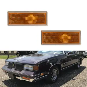 2pcs Amber Lens Front Bumper Side Marker lamps Lights For 1981 1982 1983 1984 1985 1986 1987 1988 Oldsmobile Cutlass 442,Replace OEM GM 915315, GM 915316, GM 915163, GM 915164
