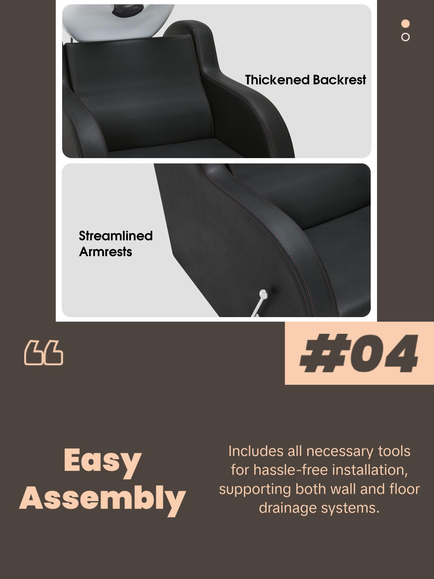 BarberPub Shampoo Bowl and Chair Set, Adjustable Ceramic Bowl and Chair for Salon 9312 BarberPub Shampoo Bowl and Chair Set, Adjustable Ceramic Bowl and Chair for Salon 9312