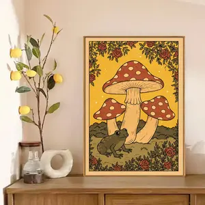 DIY 5D Diamond Painting Kit Waterproof Embroidery Mushroom Adventure Under the Starry Night Creative Rhinestone Embroidery Diamond Art Holiday Birthday Commemorative Gift Stylish Home Decor