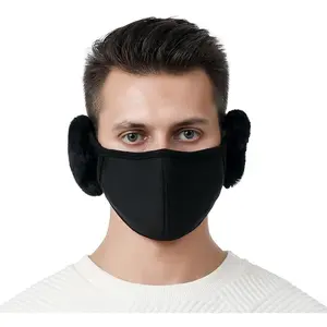Unisex Winter Warm Windproof Mask with Fluffy Ear Covers - Thick Dustproof Breathable Mouth Cover Half Face Earflaps