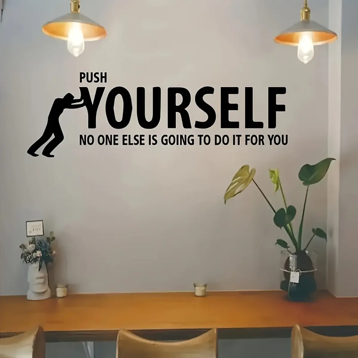 Inspirational Quote Wall Sticker, Motivational Vinyl Art for Office Decor, Decorative Success Flower Design, Self-Driven Power Decoration, Empowering Phrases, Wall Decal, Decorative Stickers, Decoration Items