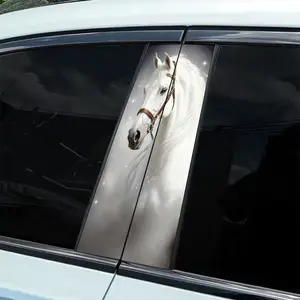 A 2-piece Starglow White Horse themed sticker B-pillar waterproof, scratch-resistant, suitable for all models - cars, suitable for Audi, Honda, Mitsubishi, Ford, Volkswagen, BMW, Opel, Porsche, Citroen. Sedan, SUV, MPV, Car Decals Universal Car Sticker