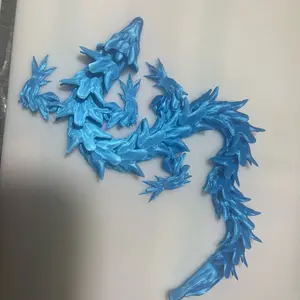 3D Printed Dragon Sculpture - Blue Color, Intricate Design, Detailed Texture, Unique Gift Idea
