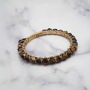 Wire Wrapped Tiger Eye Bangle
