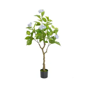 Artificial Hydrangea Flowers Tree, 4ft/5ft Tall Fake Potted Decorative Hydrangea Tree, Realistic Modern Artificial Tree For Living Room Home Office Fruit Nature Plant Ornaments