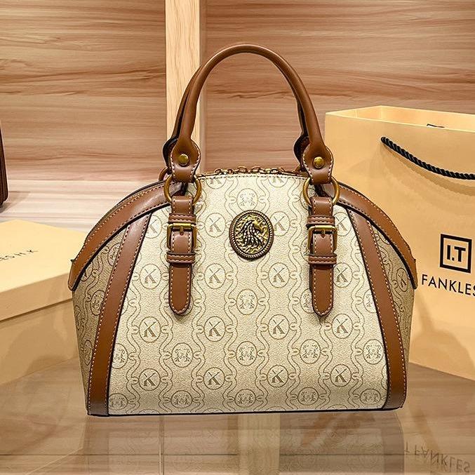 city Vintage Print Faux Leather Dome Satchel Equestrian Style Top Handle Purse versatile crossbody bag city