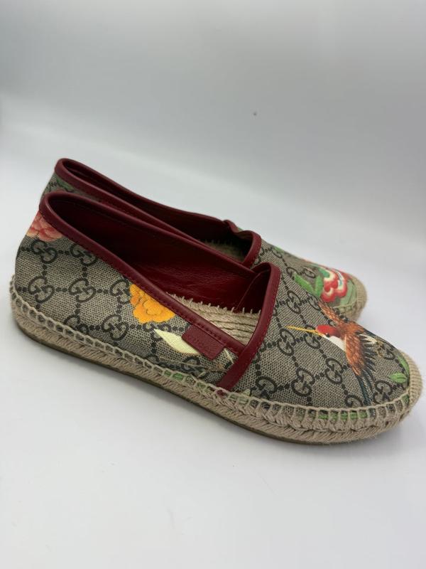 Gucci GG Nature Inspired Espadrilles Coated Canvas Size 6