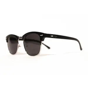 QC Shades Blackout Clubmaster Full Rim UV Sunglasses with 400nm UV Protection Polycarbonate PC Frame Silicone Nasal Support Classic Brow-Line Style