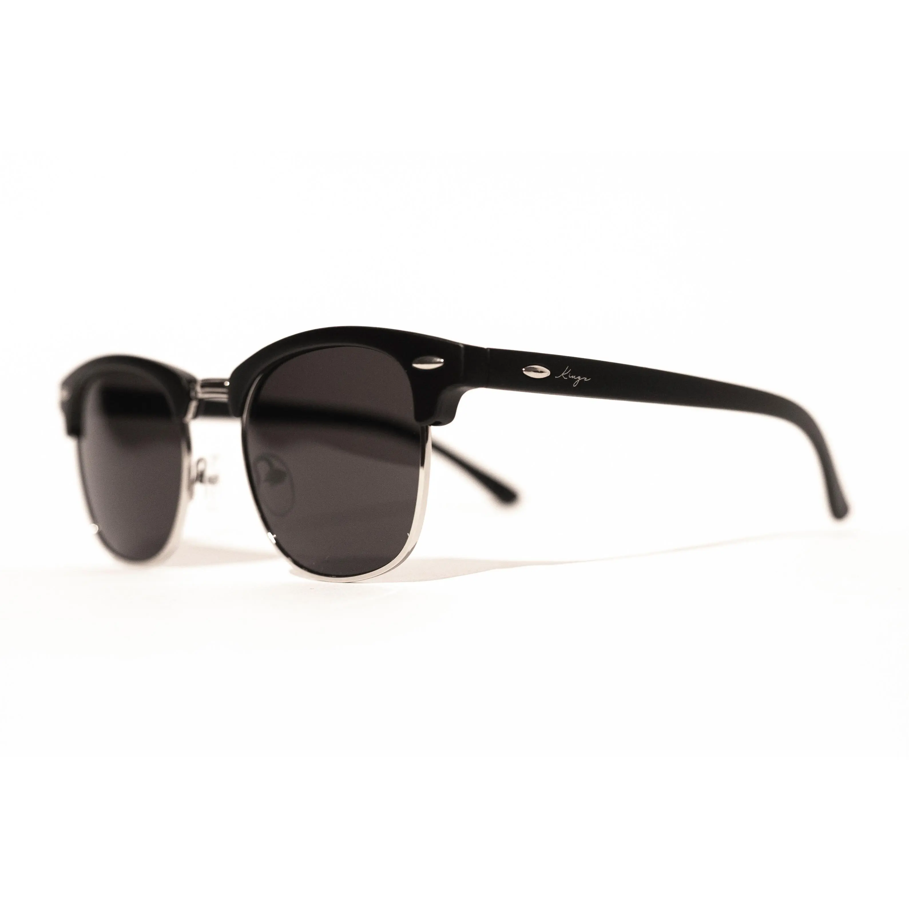 QC Shades Blackout Clubmaster Full Rim UV Sunglasses with 400nm UV Protection Polycarbonate PC Frame Silicone Nasal Support Classic Brow-Line Style
