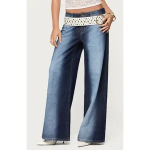 Edikted Women's Ema Bleach Washed Low Rise Jeans