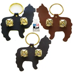 ALPACA DOOR CHIME - HANDCUT LEATHER with SLEIGH BELLS - Amish Handmade in USA