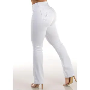 Push Up White Stretch High Waist Bootcut jeans