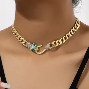 3D Snake Motif Metal Chain Clavicle Necklace, Internet Celebrity Ins Hip-hop Trendy Cool Costume Jewelry Accessory, 3D Snake Necklaces