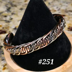#251 Copper SS SB 6" x 7/16"   Hand-Woven Cuff Bracelet  Handmade Artisan Jewelry Unisex Gift Ready Open Cuff Design Comfortable Daily Wear