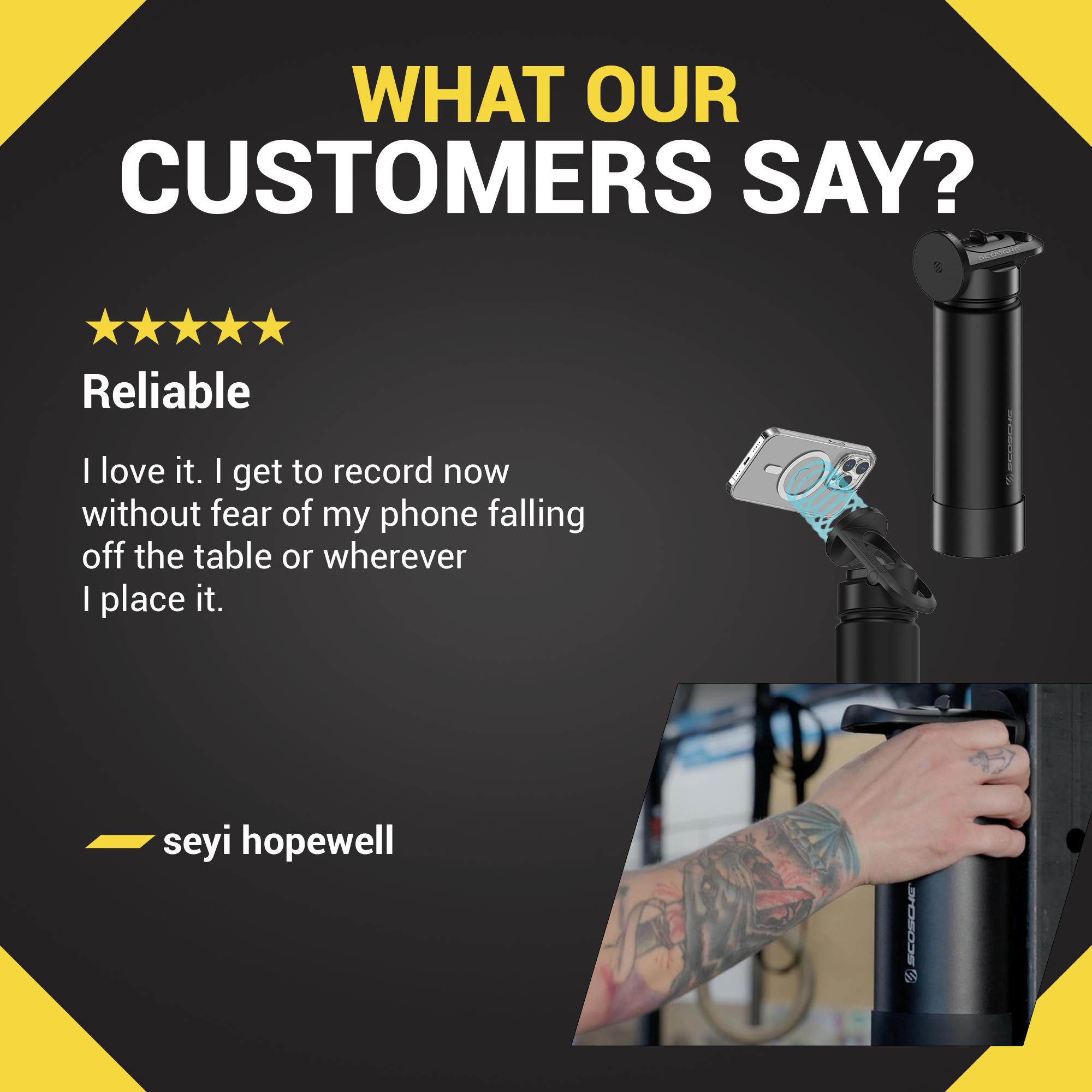 Scosche MagicMount Flask with Adjustable MagSafe Magnetic Lid Double-Wall Vacuum Insulated Water Bottle for iPhone 12 & Later Models Portable Phone Stand & Sippy Straw Food-Grade Stainless Steel Interior Drinkware