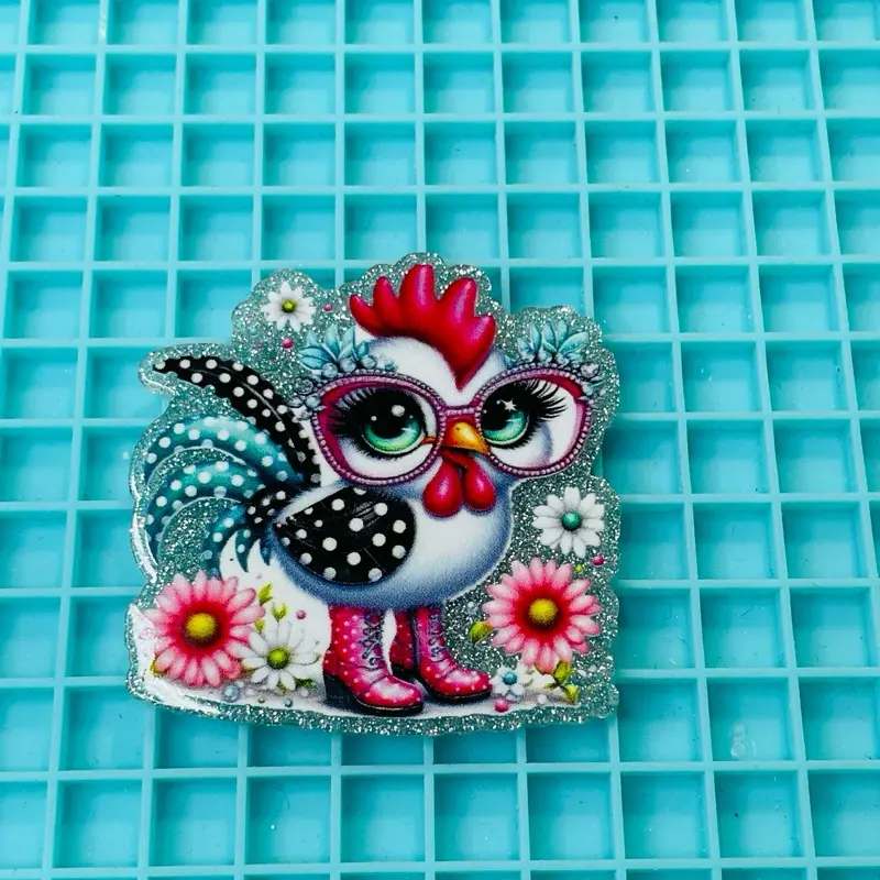 “Cute Chicken” Charm for DIY/Badge Reels/Hair Clips- Adorable Design for Crafting Projects - Perfect for Creating Badges, Key Chains & Mofe
