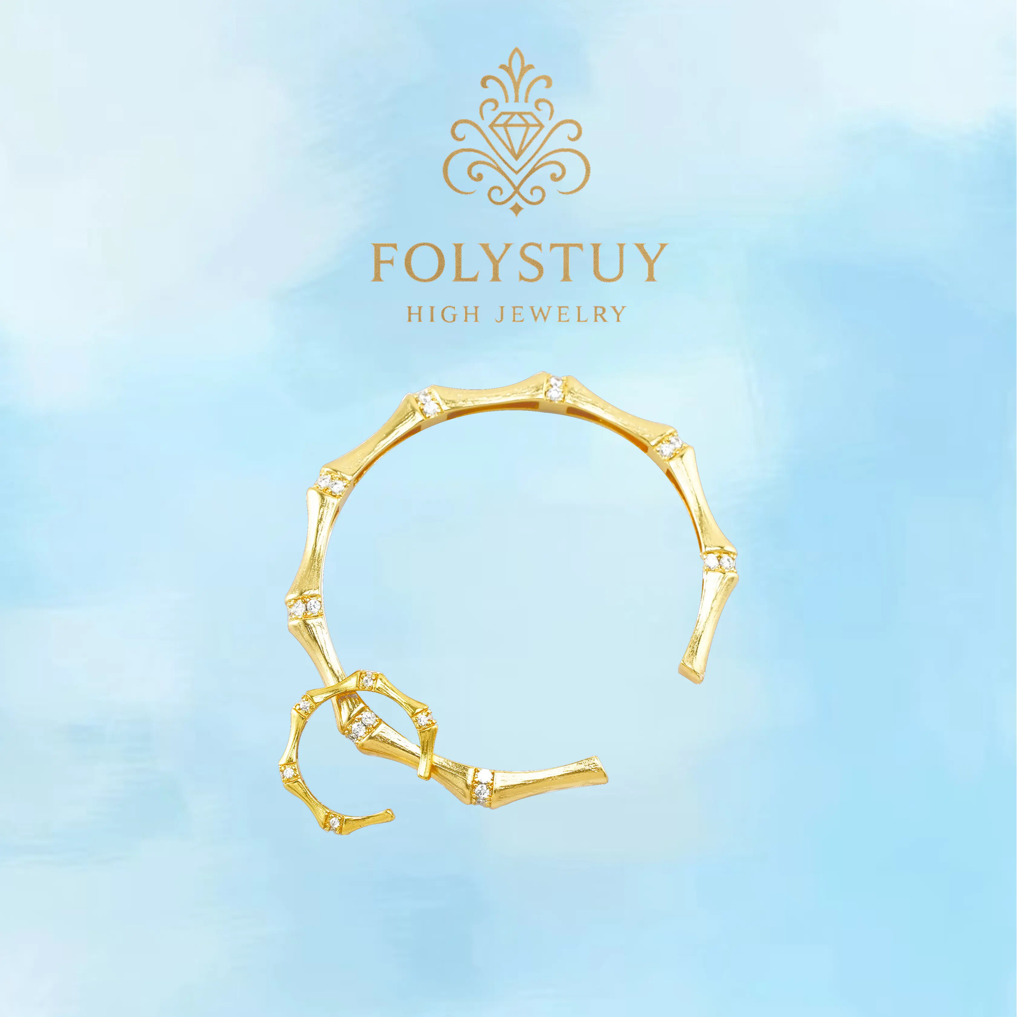 Width:18mm [FOLYSTUY (YNT09)]Oriental Bamboo Joint Bangle, Bonus Coordinating Bamboo Ring