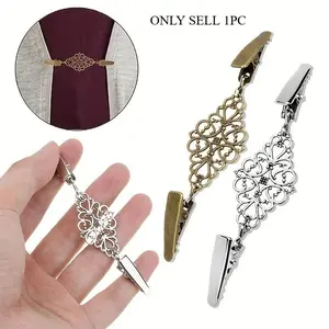 1PC Vintage Dress Button, Cardigan Clip, Shawl Shirt Sweater Collar Clip Geometric Hollow Shirt Button Garment Decorative Brooch Fashion Accessory Styling