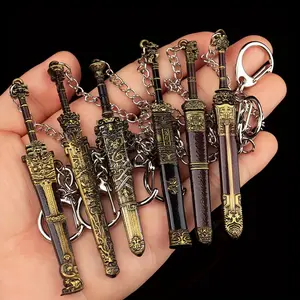 6pcs Mini Sword Keychain Set - Zinc Alloy 9cm/3.54inch Sword Models with Intricate Designs, Ideal for Outdoor Enthusiasts and Collectors, Collectible Accessories | Detailed Sword Designs | Metallic Finish