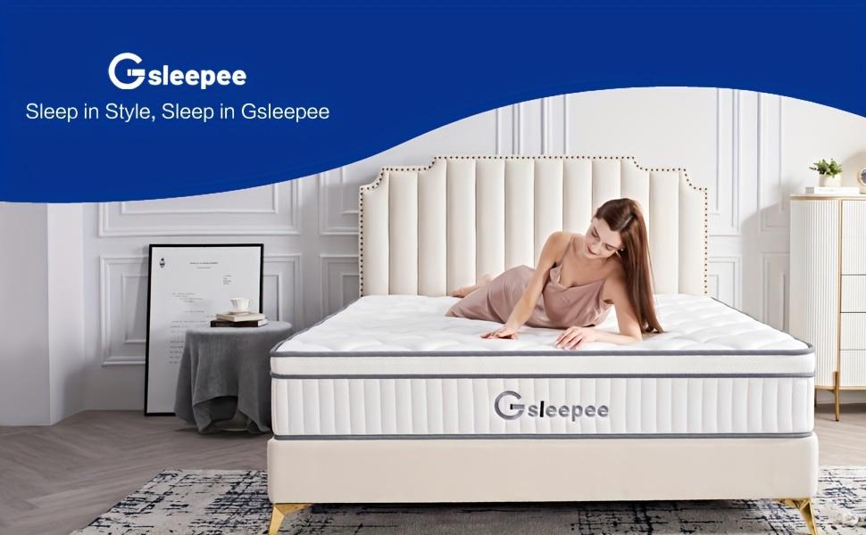 Gsleepee Full/Queen/King Size Mattress, 10inch/12inch Gel Memory Foam Topper Mattress, Individually Inner Spring Hybrid Mattresses, Medium Firm In A Box.