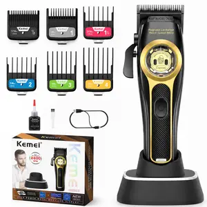 Kemei Km-2373 Professional Magnetic Men's Hair Clipper, Wireless Beard Trimmer, USB Charging, Vector , Base Included,Men's Gift high-speed