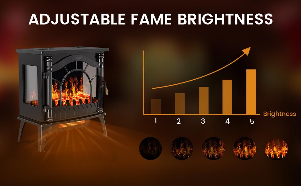 R.W.FLAME Electric Fireplace Heater , 20" Freestanding Fireplace Infrared Stove, 3D Realistic Flame Effects, Adjustable Heating Mode, Overheating Safe Design, Black, ETL Certified