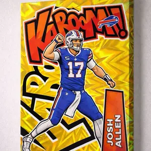 Josh Allen kaboom canvas print wall art buffalo bills