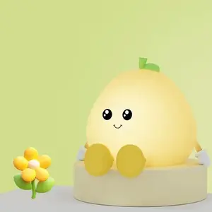 Cute Grapefruit Silicone Night Lamp - Soft Glow, Dimmable Touch Control, Cozy Nursery & Kids Bedroom Decor Gift