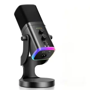 XLR/USB Game Microphone Kit, Dynamic PC Mic for Streaming and Podcasts, Live Broadcast, Software Support, Mute Button, Gain Control, RGB Mic with Arm Stand