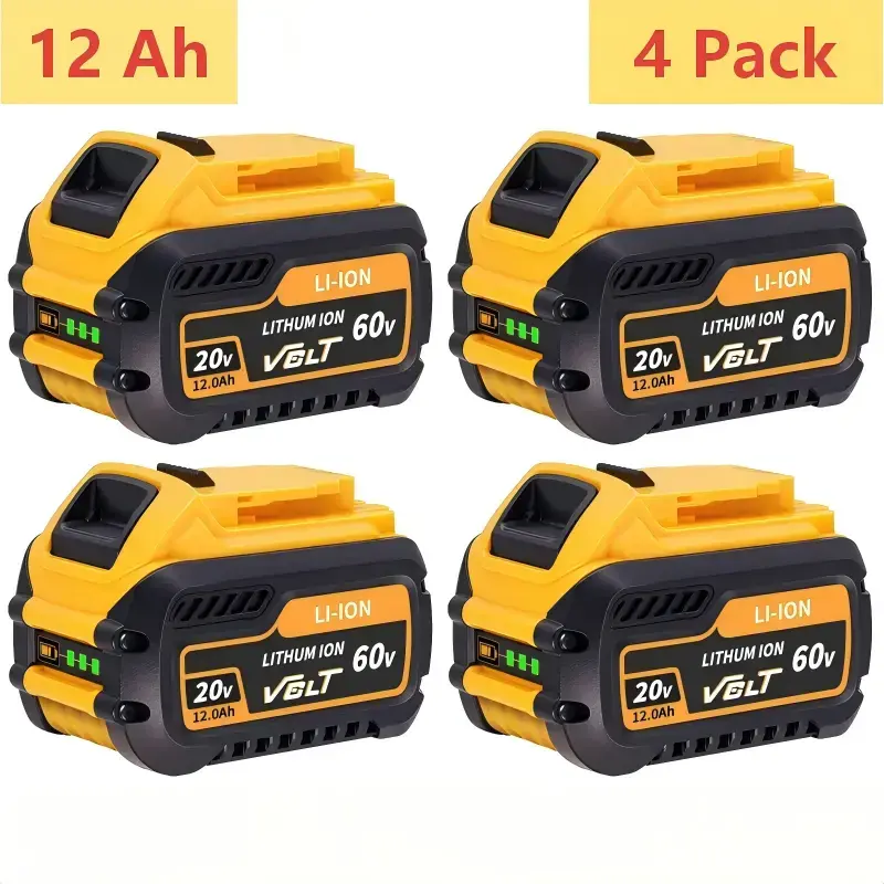 2-4-Pack DeWalt DCB609 Replacement Lithium Ion Cordless Tool Batteries - 20V/60V MAX 12Ah High Output Battery, Includes Batt., Compatible with DCB606/DCB204/DCB206