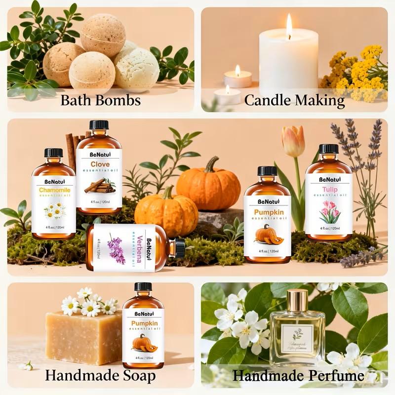 Benatu Essential Oil, Peppermint, Lavender, Eucalyptus, Frankincense For Diffusers, Humidifier Car Air Freshener, Soap Making, Candles, Christmas And New Year Gifts, DIY Candles/Soap 120ml