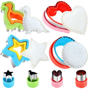 Sandwich Cutter And Sealer Non-Slip Kids Lunchbox Tool with Heart Star Dinosaur Cutters Circle Bread & Fruit Vegetable Slicers for Fun Food Shapes and Meal Prep
