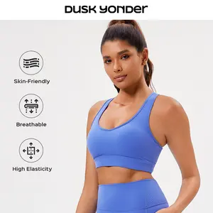 Women's Cross Back Yoga Top sports bra for women Yoga Pilates vollyball Gym Workout Studio wear Recycled Sculpting Fit Eco-Friendly comfortable Running girl sports bra Gym wear fitness clothes gym stuff women run blue outfit full chest sportswear