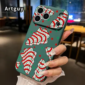Straight Edge TPU Phone Case for iPhone 17 15 16 14 Pro Max 13 12 11 XR XS Plus Air E Cake Stars Pattern Drop Protection Shockproof Soft Liquid Silicone Smartphone Cover