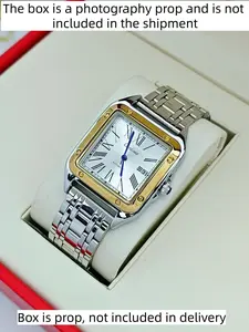 Luxury Sandus Tank Watch Men's Hot Selling Quartz Watch Square Dial Steel Strip Roman numerals Scale with Calendar Waterproof Business Men's Watch Fashion Versatile Analog Watch