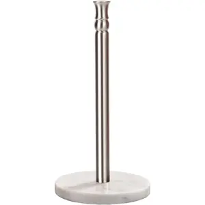 Paper Towel Holder Stand Countertop with Heavy Marble Base, Free Standing Paper Towel Holder ( Brushed, Marble Base)