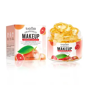 35Pcs Grapefruit Makeup Remover Capsules Naturally Nourishing Hydrating Facial Cleanser Gentle Dissolve Waterproof Makeup Remove Gel for Daily Skin Care Pink