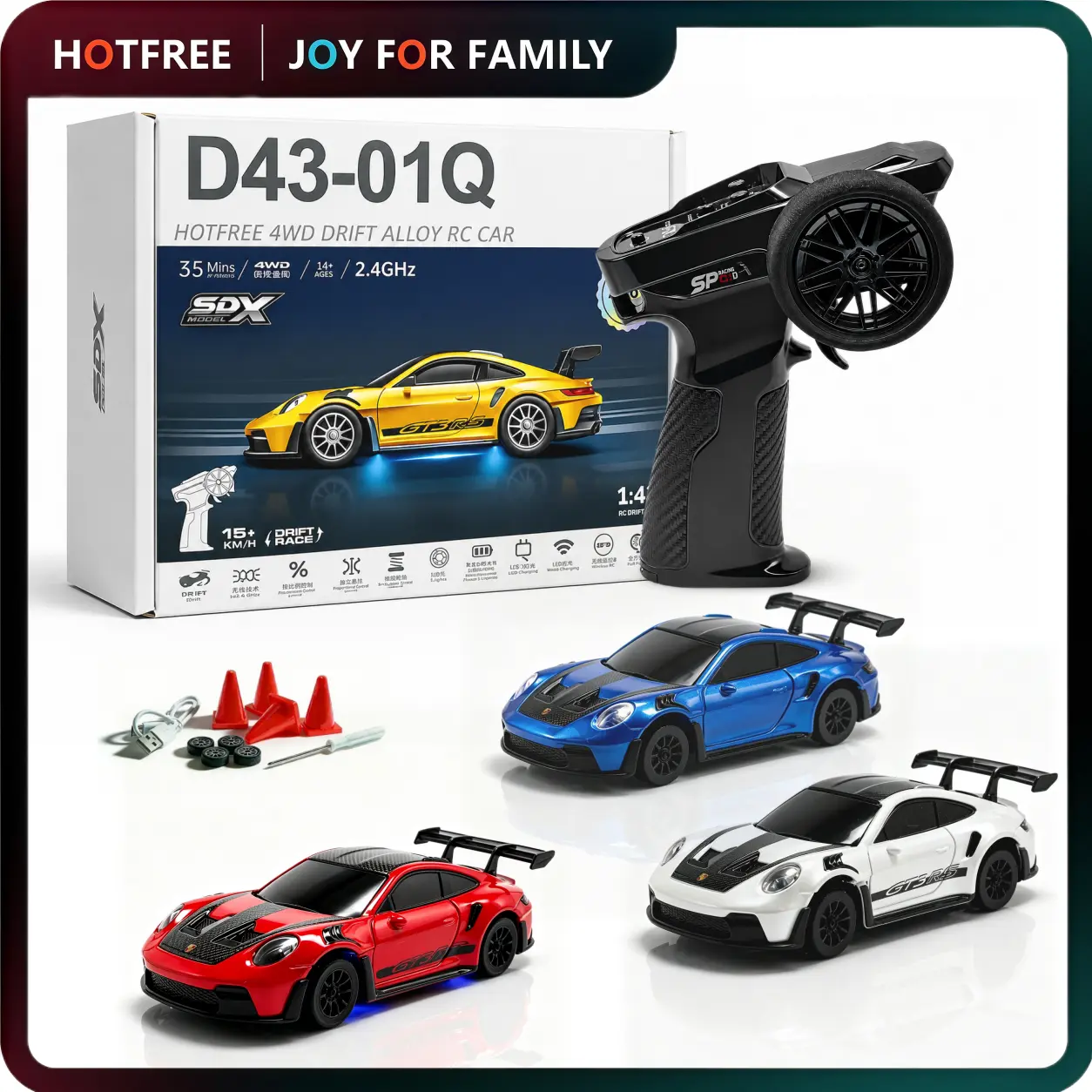 Hotfree 1/43 Mini Scale RC Car - 4WD Alloy Body RC Cars with Gyro Stabilizer, 2.4GHz Proportional Control, USB-C Rechargeable High-Speed Drifting Fun Toy, Birthday Gifts for Kids, Usb-C Charge