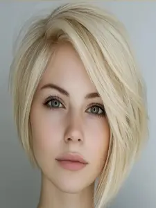 Short Straight Hair Wig with Bangs, Natural Layered Style, Light to Platinum, Comfortable Breathable Cap, Daily Wear & Parties, Layered Styling