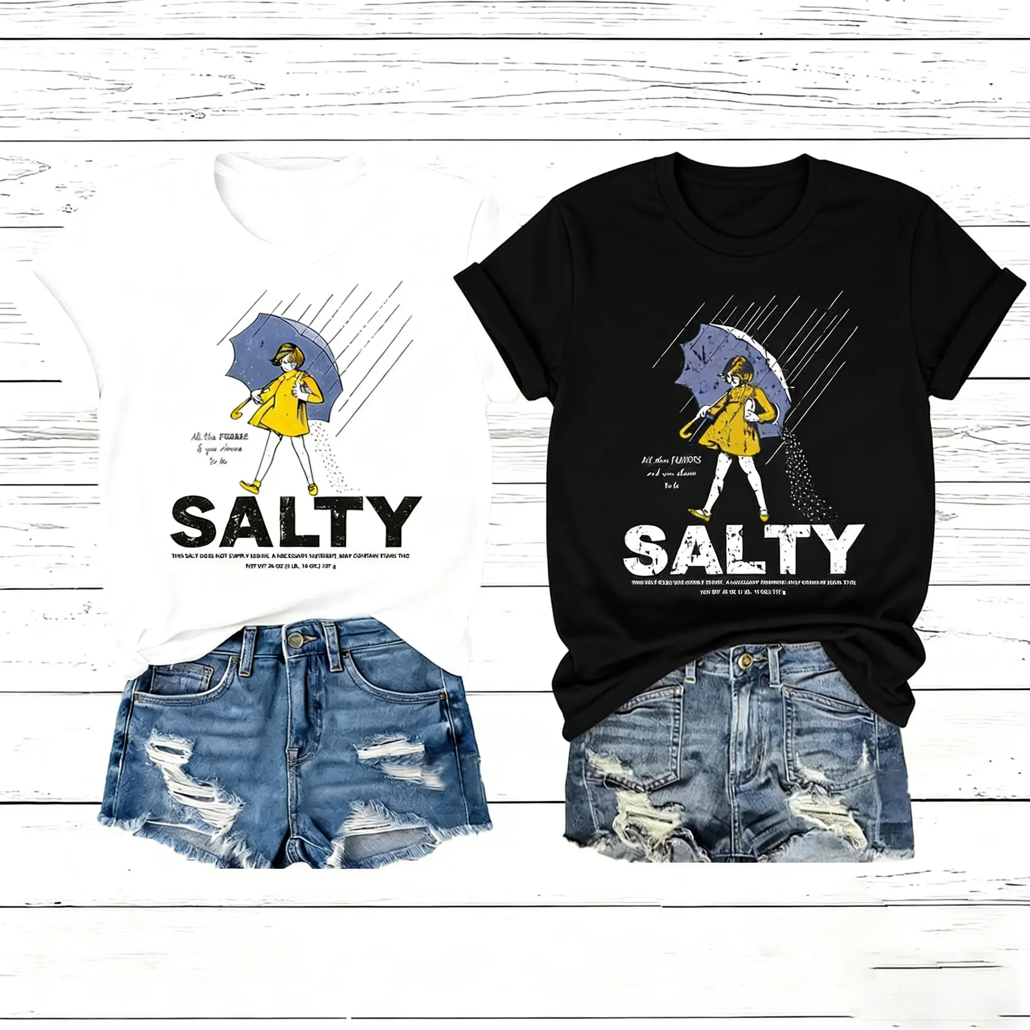 trendy shirt Unisex Salty Style Print Round Neck Tee Vintage Trendy Casual Short Sleeve Summer Daily Wear Breathable Slim-Fitting Figure-Flattering Fitted Streetwear Tshirt Women Please Size Down One Size
