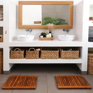 Juno Oiled Teak Shower and Bath Mat with Frame 23.6″ x 17.7″