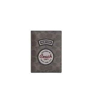 COACH Monogram-Embellished PU Card Holder for Men in Gray-Bronze