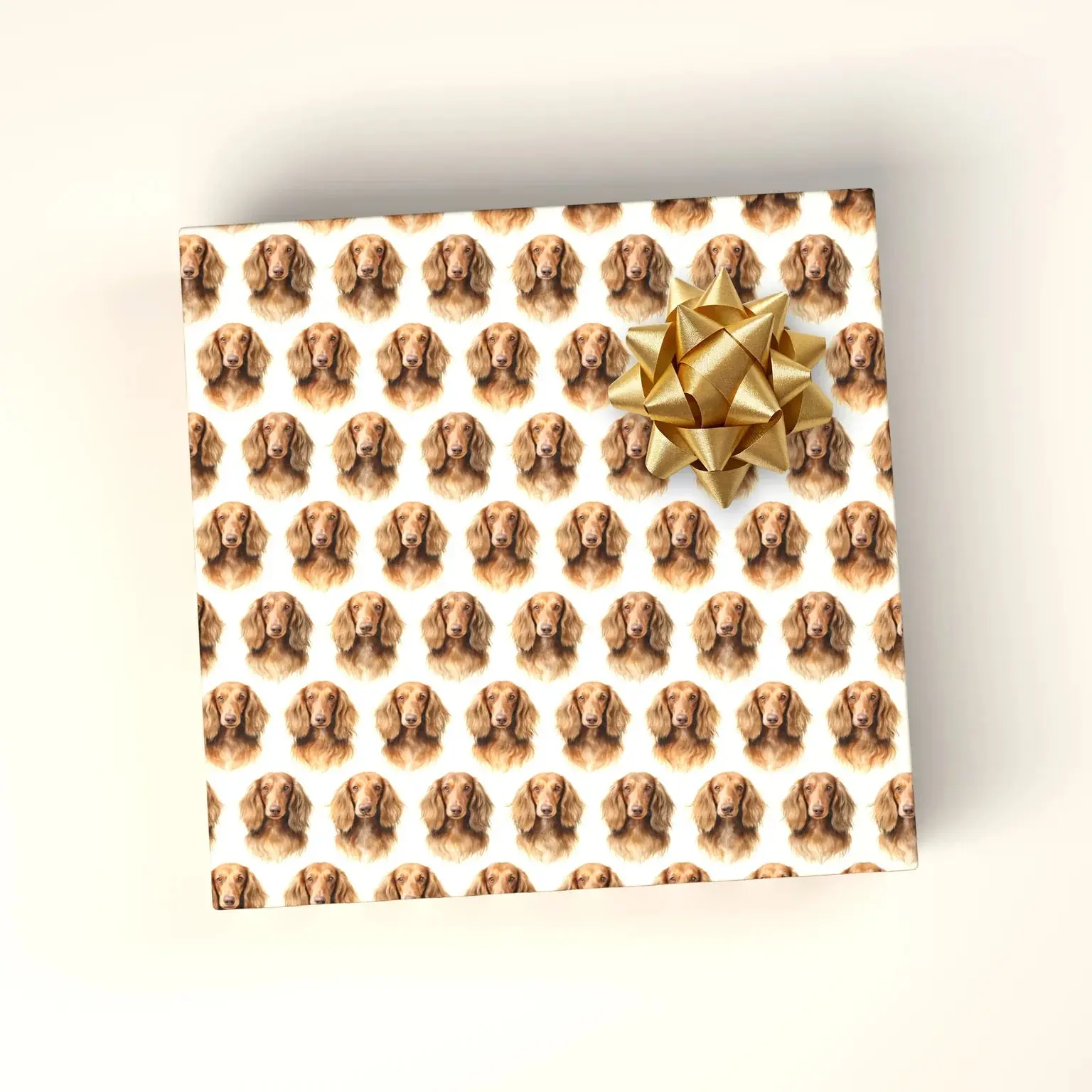 Serious Snoots Long-Haired Dachshund Wrapping Paper, 15ft Roll, 30 in Wide, Clean White on the Back, Ideal for Gifting Under the Tree