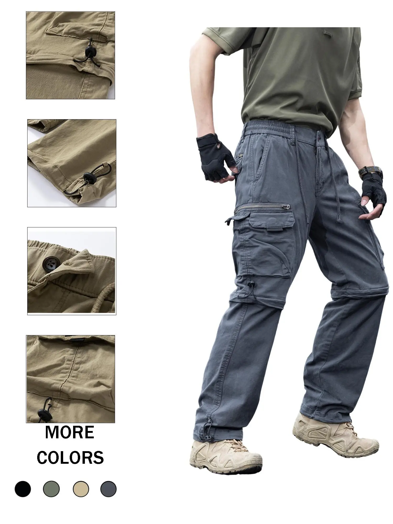 2026 Spring New Trendy Casual Long Pants, Multi-Pocket Loose Detachable Cargo Pants, Men's Lightweight Mountain-Style Tactical Sports Pants