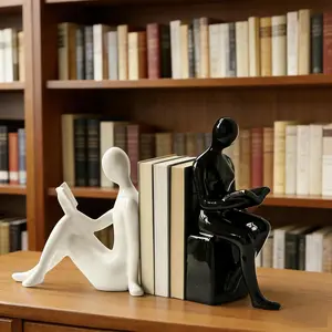 Book Ends Decorative Bookends for Shelves Ceramic Book Ends for Heavy Books Bookends Decorative Unique Perfect for Study Room or Gifts Office Decor