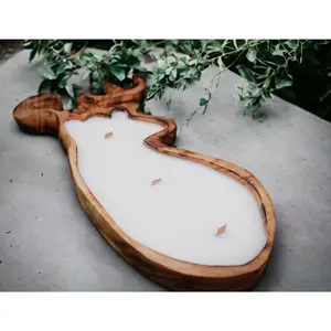 Large Elk Candle | Organic Soy Wax Dough Bowl Candle with Crackling Wood Wick, Modern Farmhouse Décor