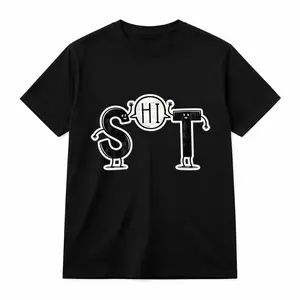 Cotton Oversized T-Shirt Tee Unisex Graphic Print Funny Meme T-Shirt, Hi Between S and T Typography Cartoon Design for Casual Streetwear Everyday Wear Gift